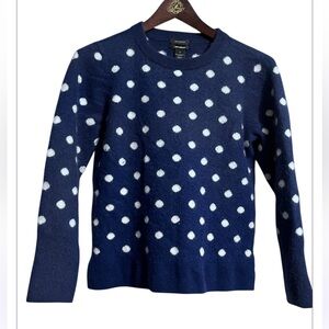 HALOGEN Navy Polka Dot 100% Cashmere Sweater Sz XL Women